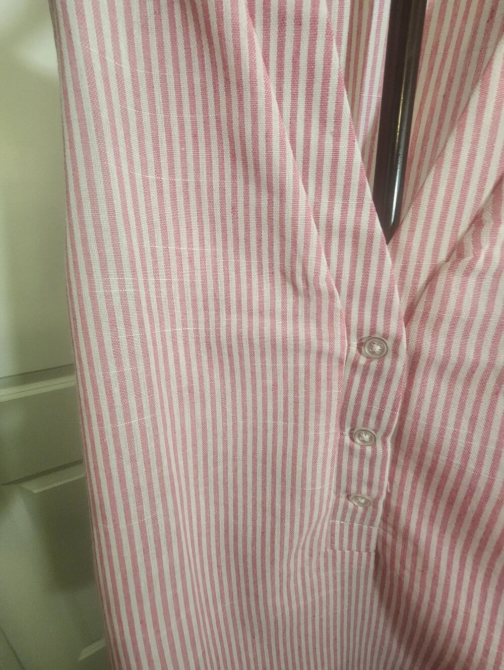 SHEIN 2 Pack Striped Sleeveless Blouses Size L Blue Pink Button Front Tops